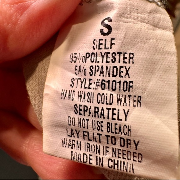 Women’s size small metallic jumpsuit with split leg detail, cowl neck, tie waist - Picture 7 of 7